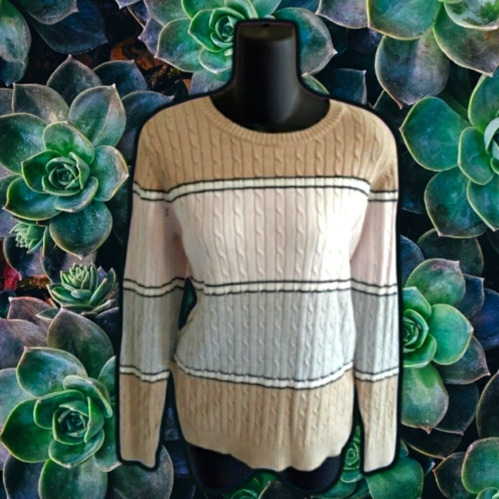 Croft & Barrow Striped Cable Knit Sweater